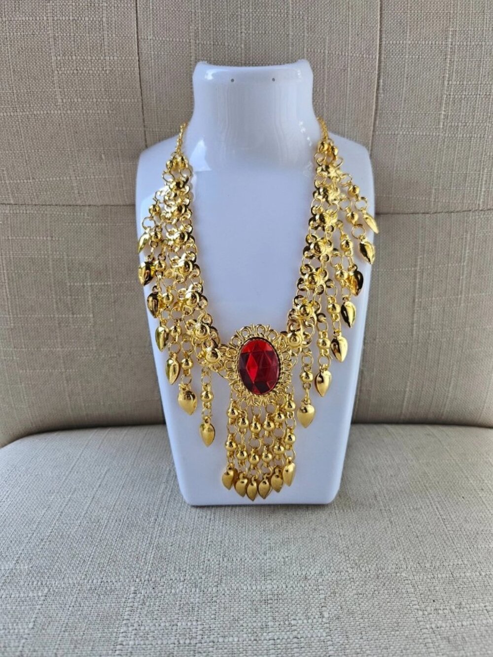 Women Forehead Jewelry Arabic Traditional Necklace Gold Tone Fashion Jewelry - Picture 3 of 11